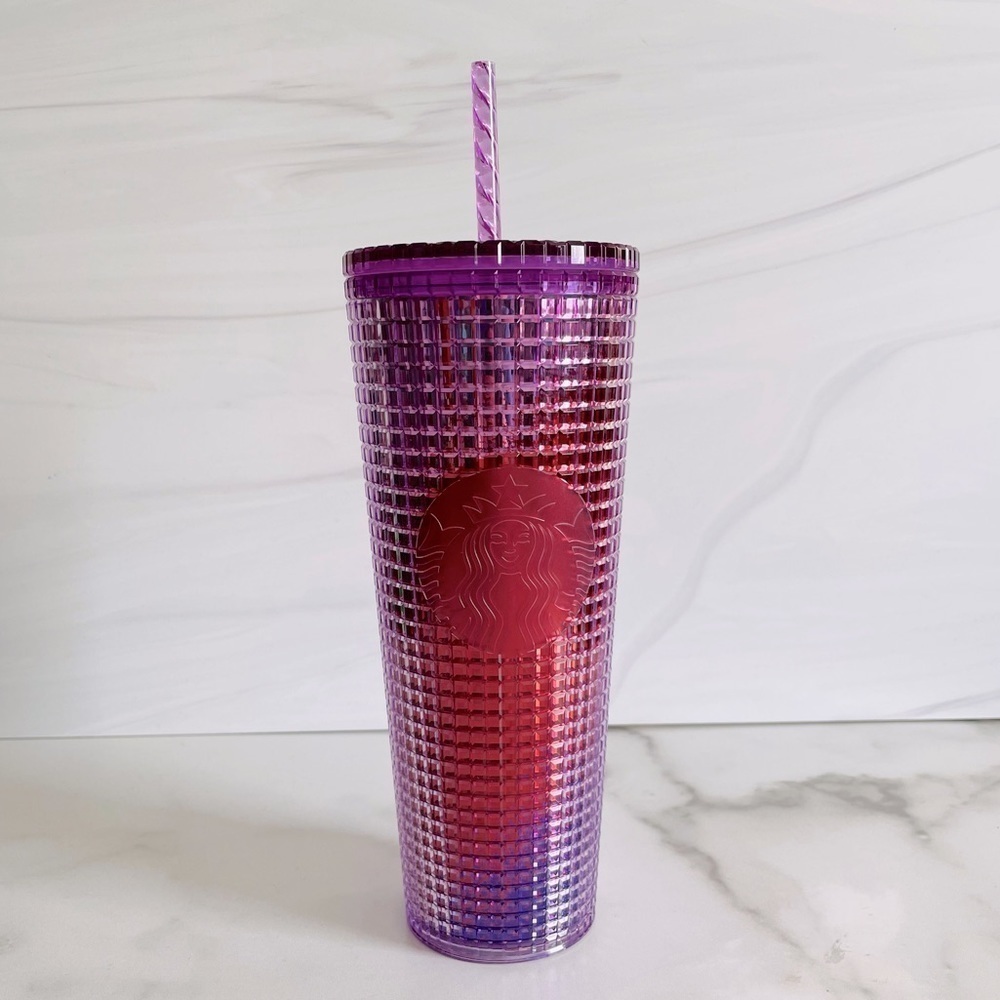 Starbucks Summer 2021 Pink/Purple Ombré Grid Vente Tumbler- 24oz